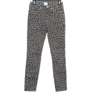 J Crew Womens Jeans 10" High Rise Toothpick Leopard Zip Fly Brown Black 25 ER